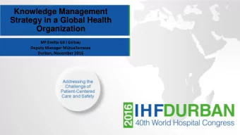 Knowledge Management  Strategy in a Global Health  Organization  M Emilia Gil I Girbau  Deputy