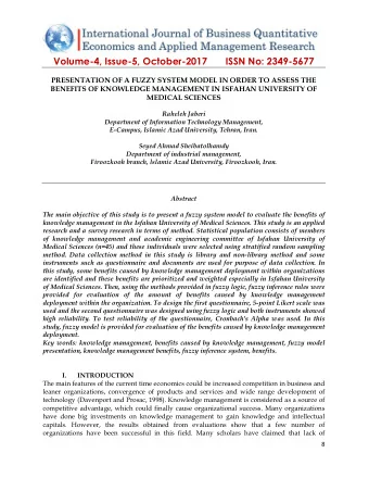 Volume-4, Issue-5, October-2017  ISSN No: 2349-5677  PRESENTATION OF A FUZZY SYSTEM MODEL IN ORDER