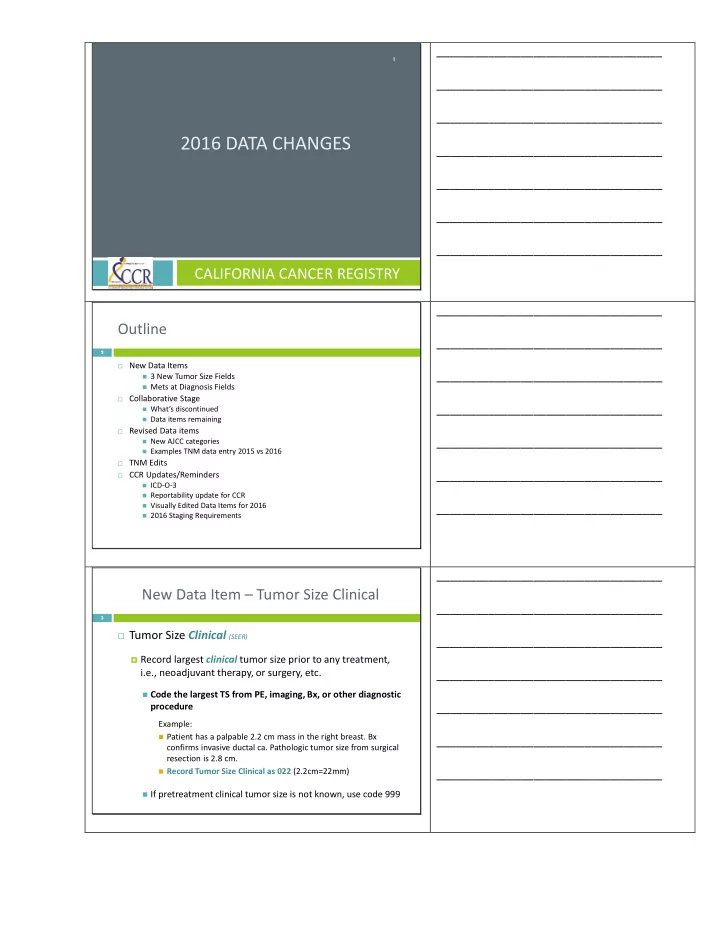 2016 data changes