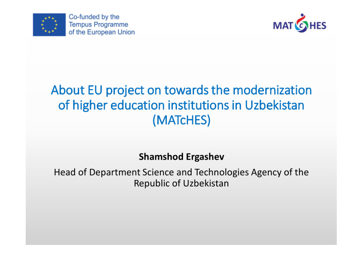 about eu project on towards the modernization of higher