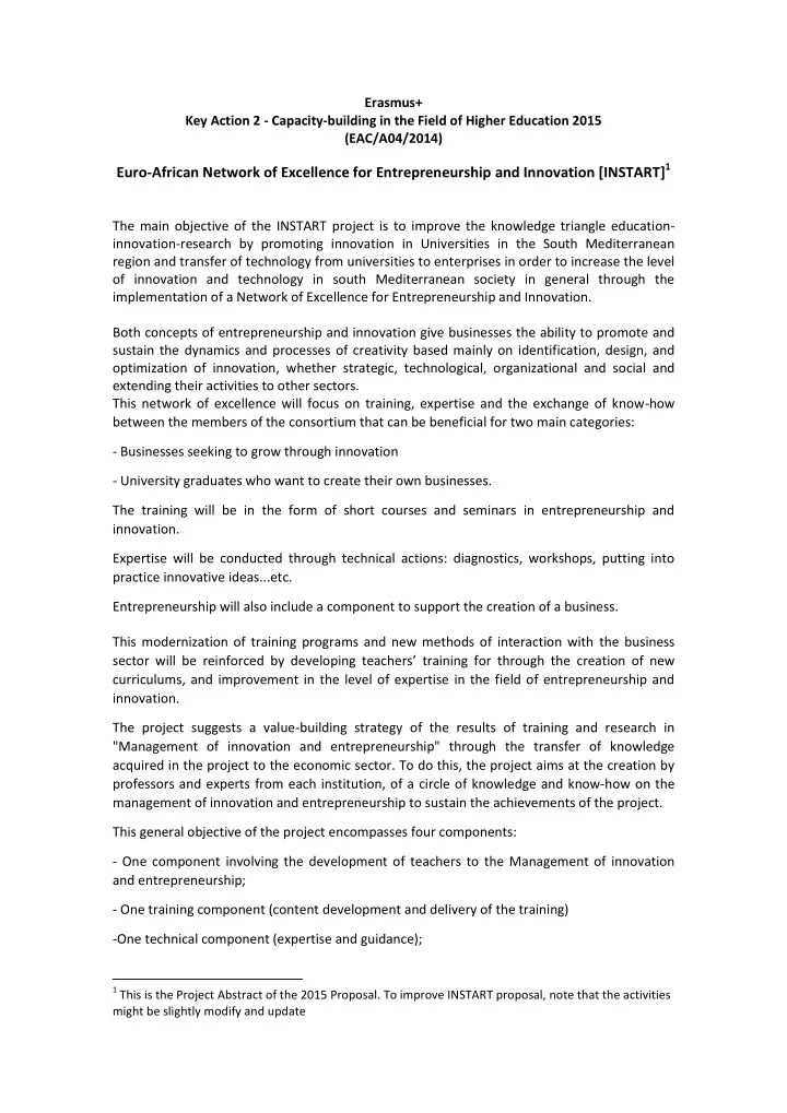 one component focusing on the improvement of governance
