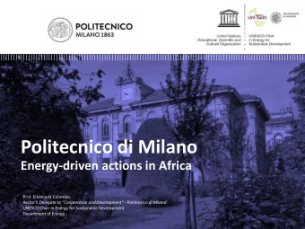 Politecnico di Milano  Energy-driven actions in Africa  Prof. Emanuela Colombo, Rectors Delegate