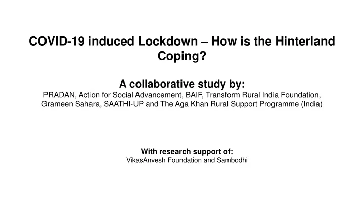 covid 19 induced lockdown how is the hinterland