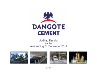 Year ending 31 December 2012  April 2013  Disclaimer  This document is not an offer of securities