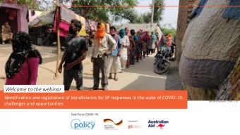 Welcome to the webinar  Identification and registration of beneficiaries for SP responses in the