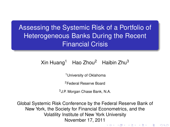 assessing the systemic risk of a portfolio of