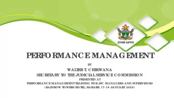 PE  RF  ORMANCE  MANAGE  ME  NT  BY  WAL  T  E  R T  . CHIKWANA  SE  CRE  T  ARY T  O T  HE