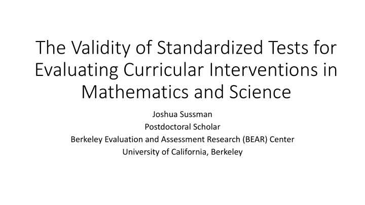 the validity of standardized tests for evaluating
