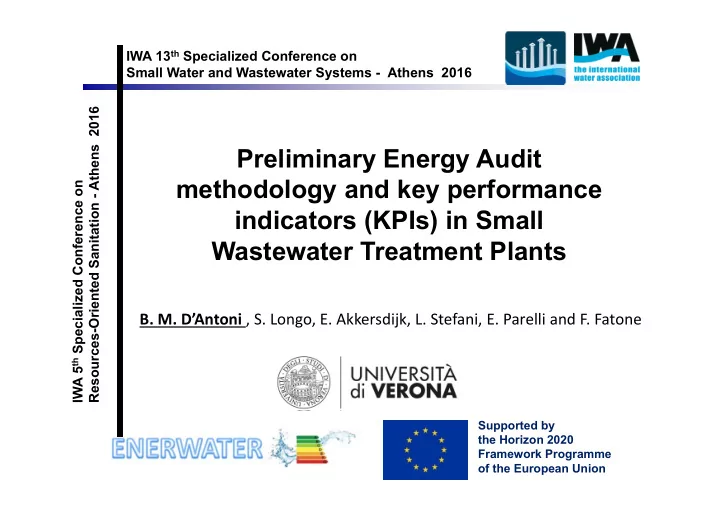 preliminary energy audit methodology and key performance