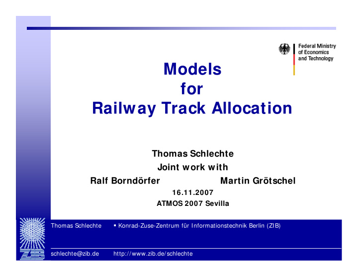 models for railway track allocation
