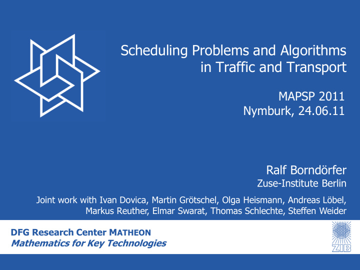 scheduling problems and algorithms