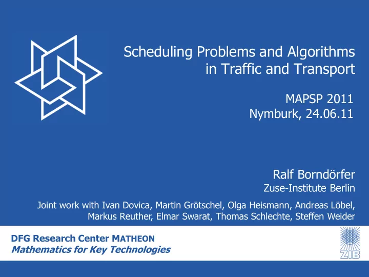 scheduling problems and algorithms