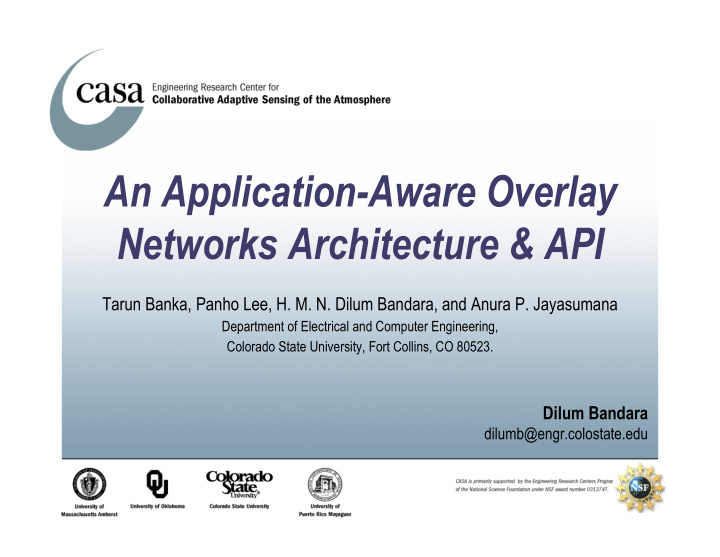 an application aware overlay networks architecture api