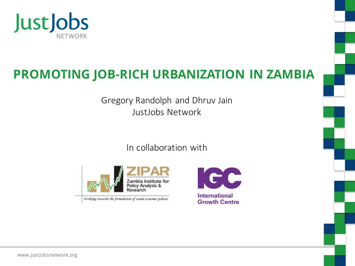 promoting job rich urbanization in zambia
