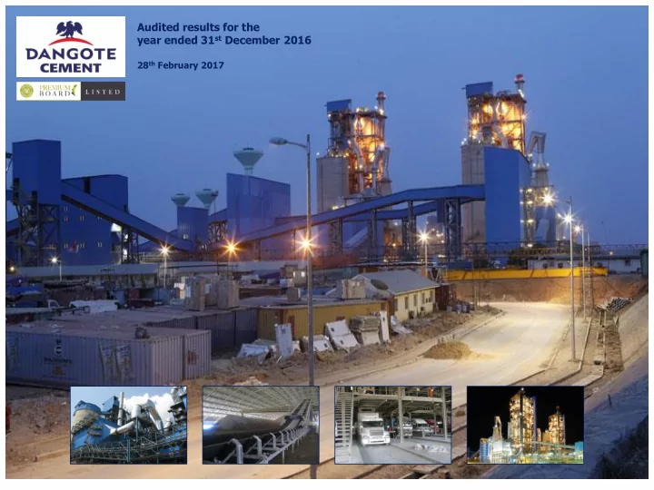 audited results for the year ended 31 st december 2016