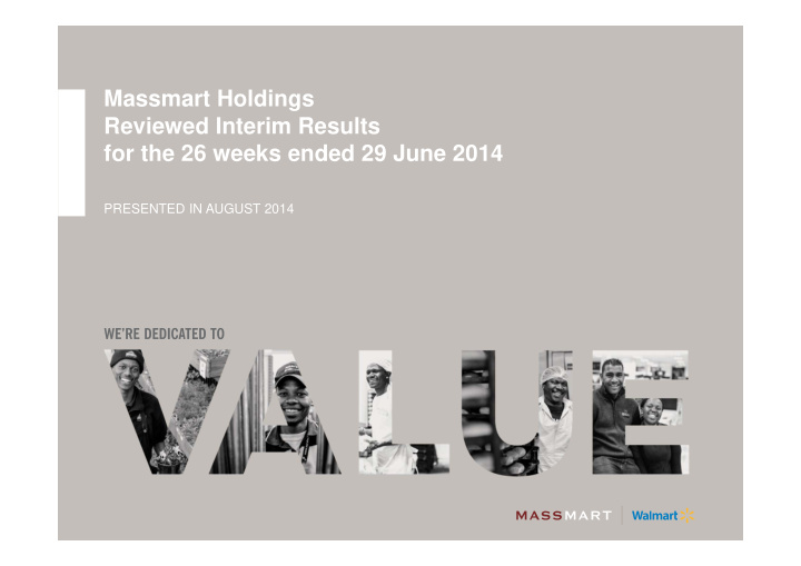 massmart holdings reviewed interim results for the 26