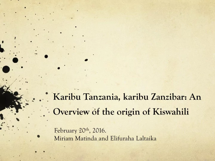 overview of the origin of kiswahili