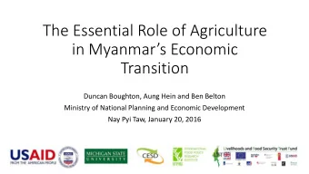 in Myanmars Economic  Transition  Duncan Boughton, Aung Hein and Ben Belton  Ministry of