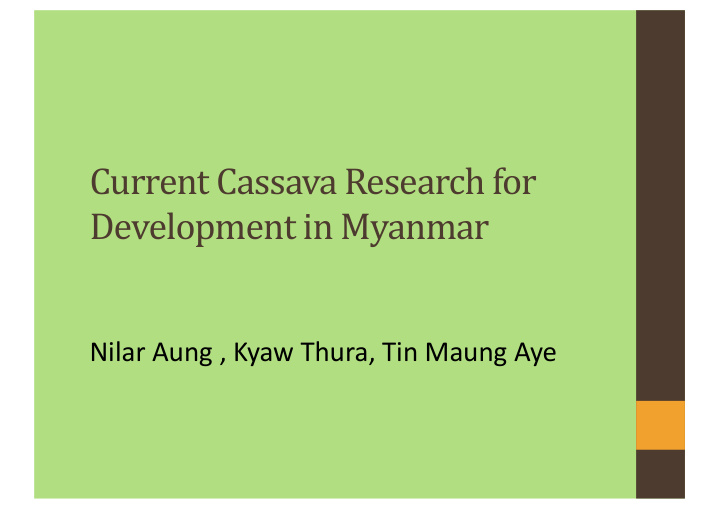 current cassava research for development in myanmar