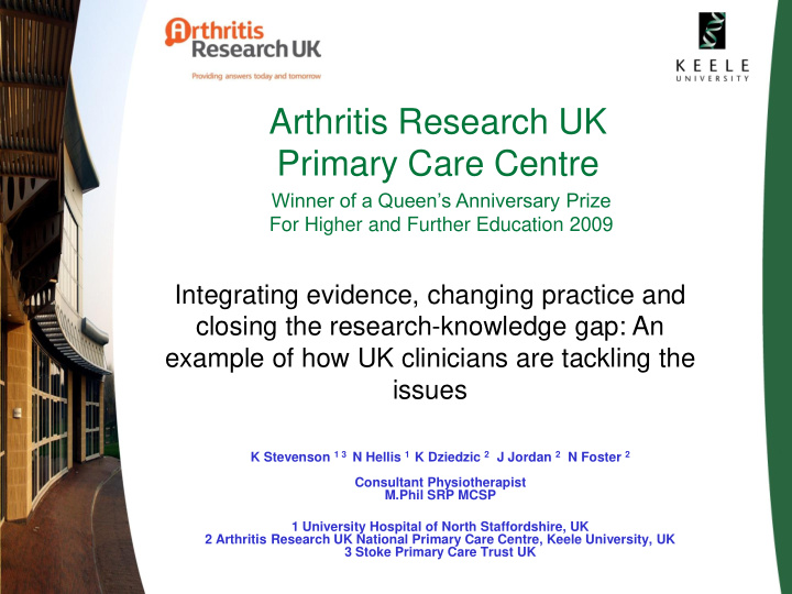 arthritis research uk primary care centre