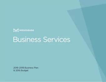Business Services  20162018 Business Plan  &amp; 2016 Budget  Table of Contents Executive