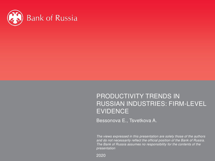 productivity trends in russian industries firm level