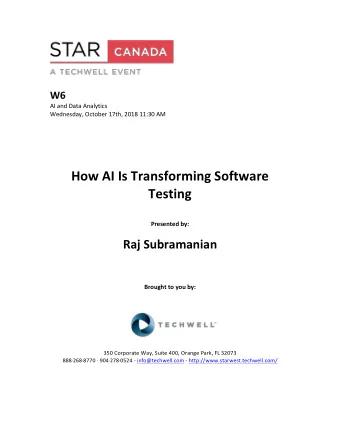 How  AI  Is  Transforming  Software    Testing     Presented  by: