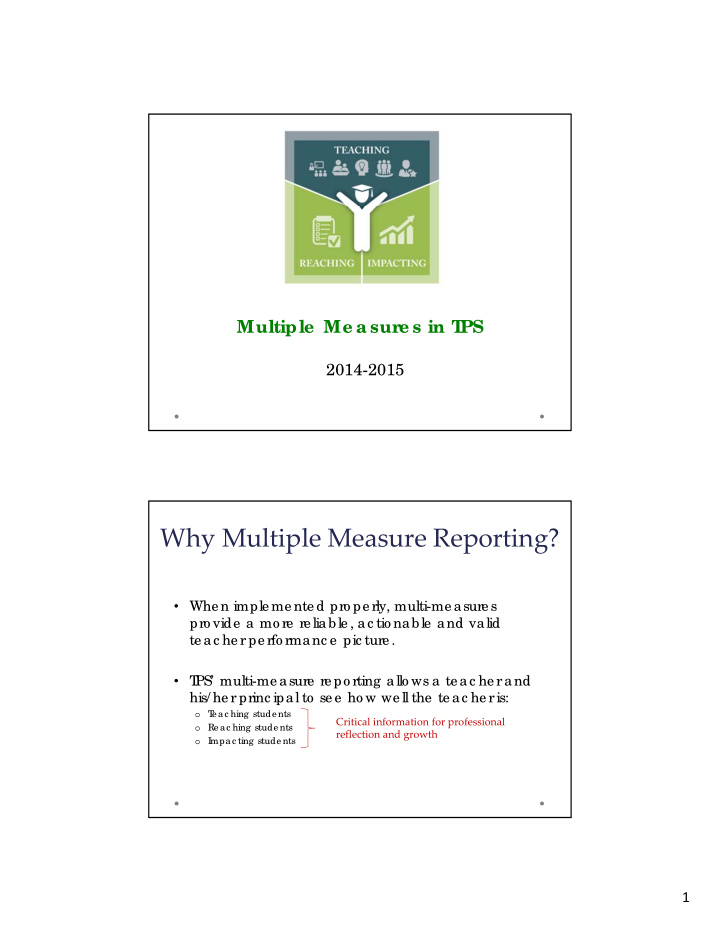 why multiple measure reporting