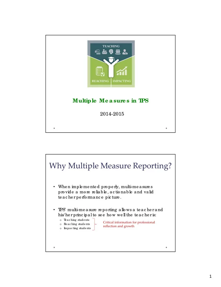 why multiple measure reporting