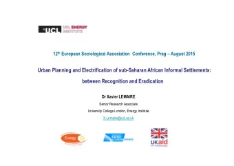 Urban Planning and Electrification of sub-Saharan African Informal Settlements:  between