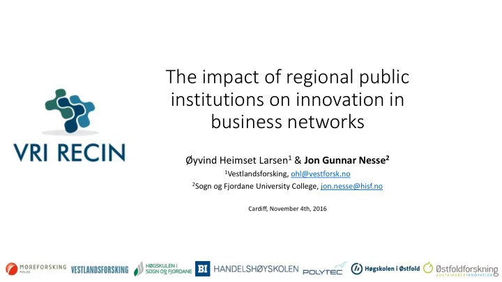 institutions on innovation in