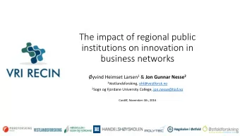 institutions on innovation in  business networks yvind Heimset Larsen 1 &amp; Jon Gunnar Nesse 2