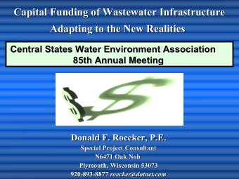 Adapting to the New Realities  Adapting to the New Realities  Central States Water Environment