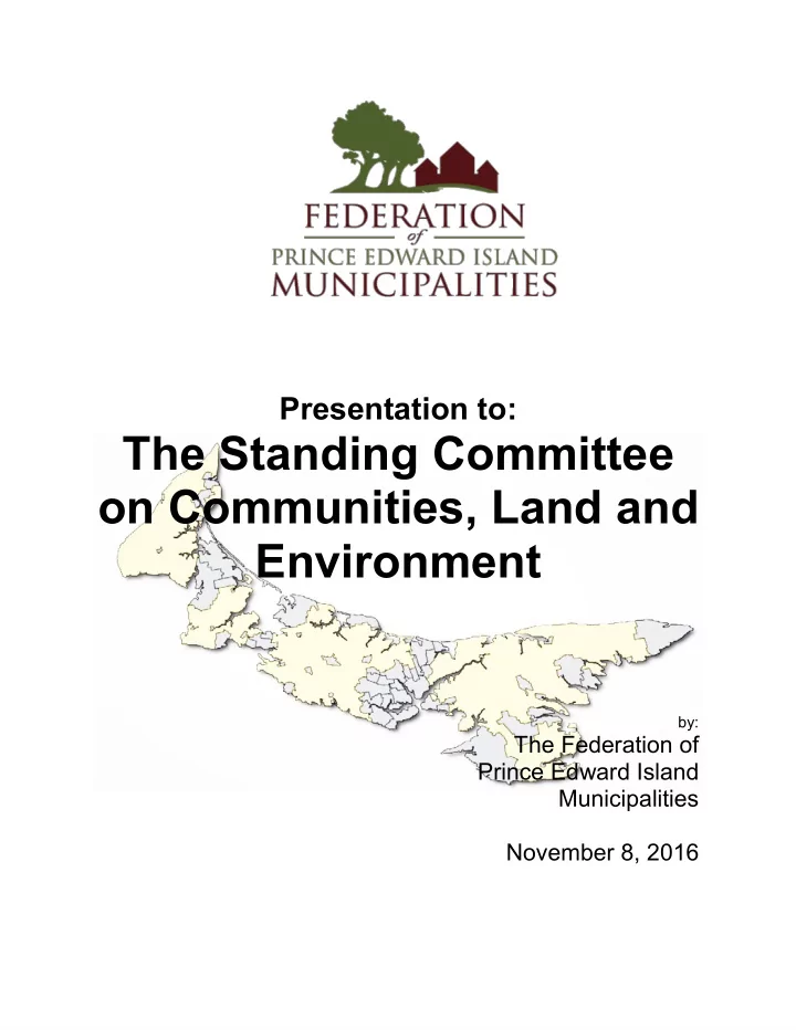 the standing committee on communities land and environment