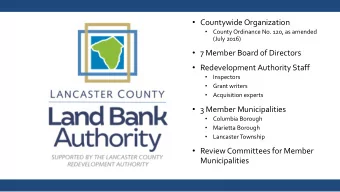 Redevelopment Authority Staff    Inspectors    Grant writers    Acquisition experts