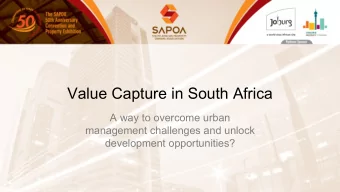 Value Capture in South Africa  A way to overcome urban  management challenges and unlock