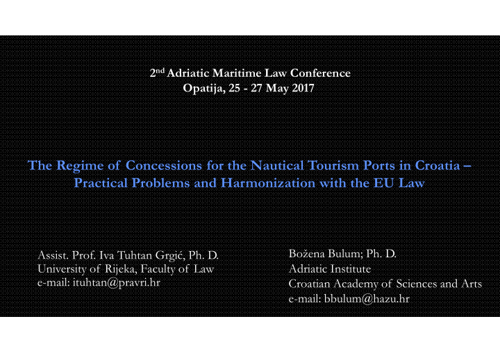 the regime of concessions for the nautical tourism ports