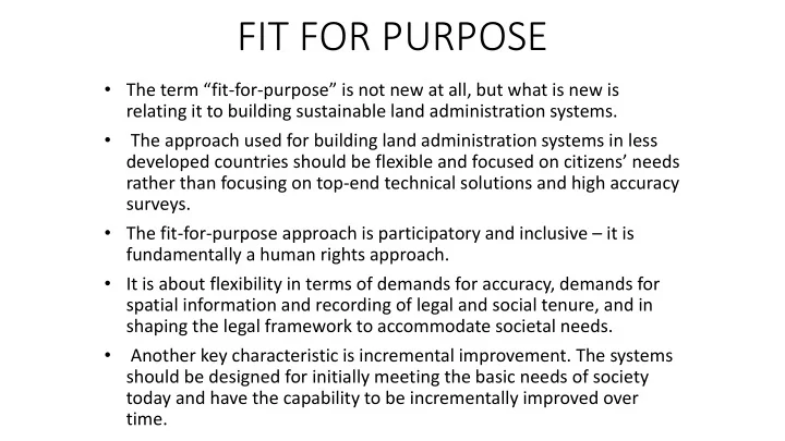 fit for purpose