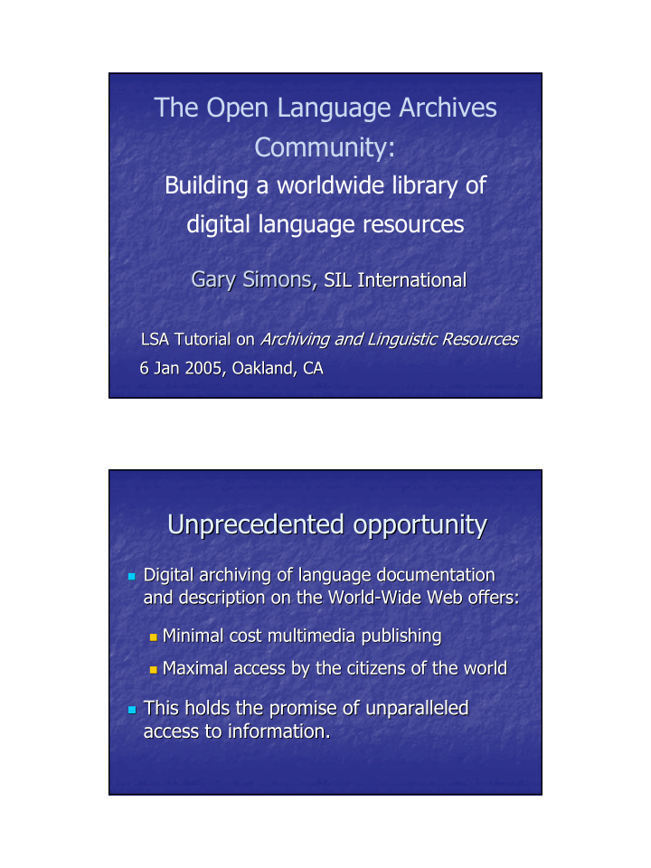 the open language archives community
