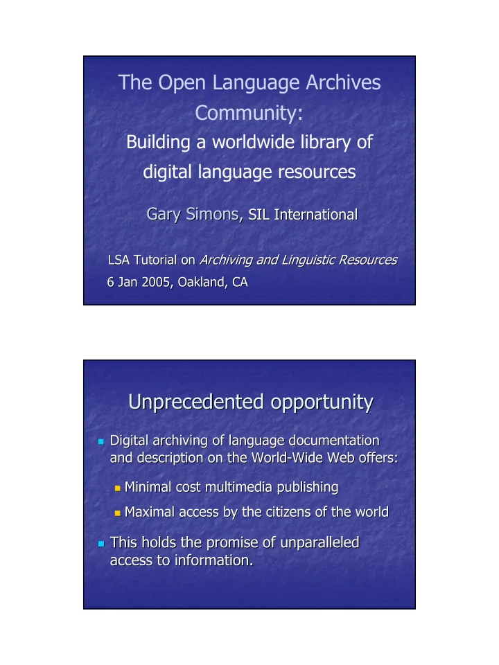 the open language archives community