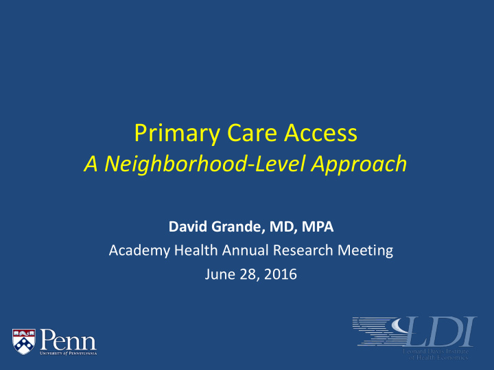 primary care access