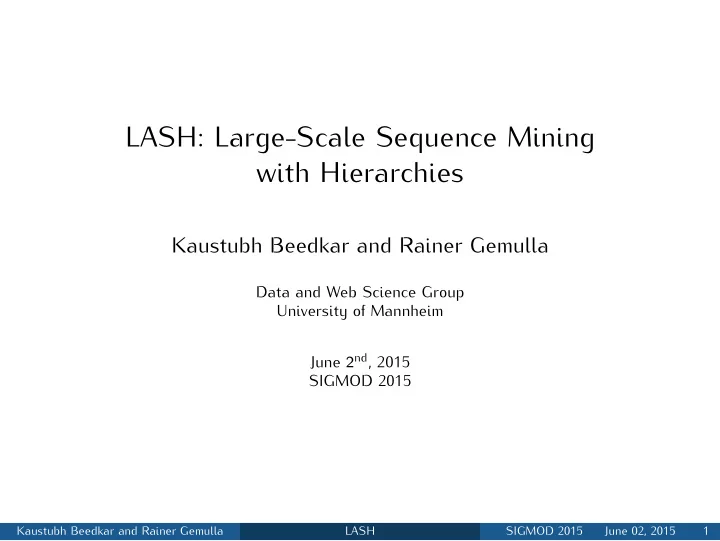 lash large scale sequence mining with hierarchies