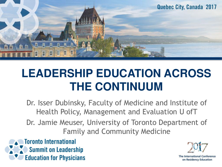 leadership education across the continuum