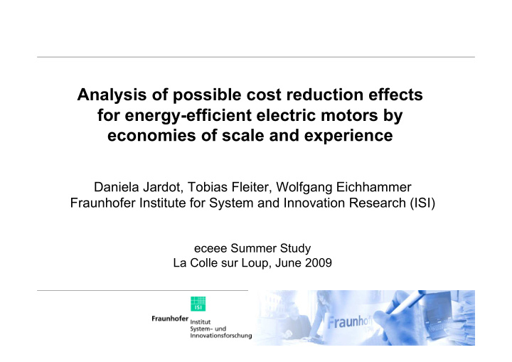 analysis of possible cost reduction effects for energy