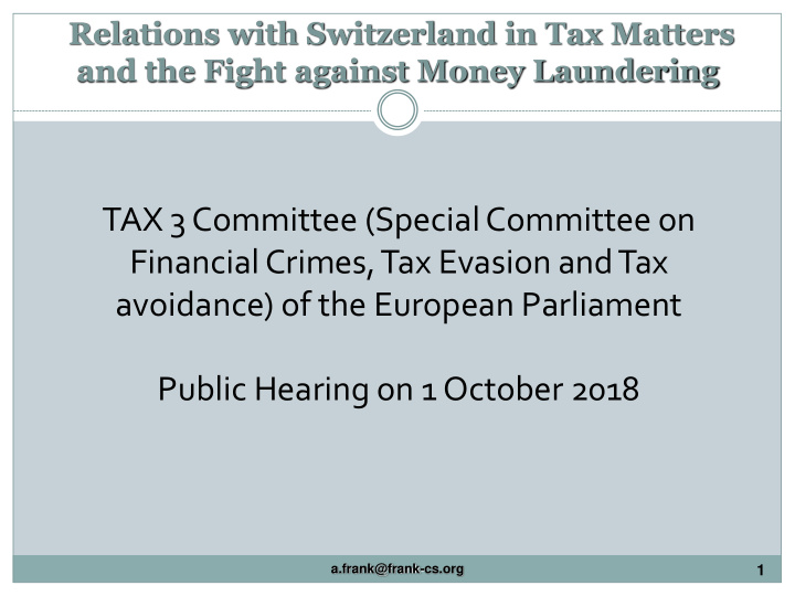 tax 3 committee special committee on
