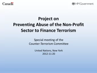 Preventing Abuse of the Non-Profit  Sector to Finance Terrorism  Special meeting of the