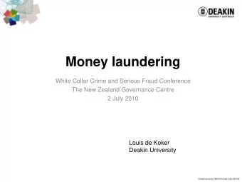 Money laundering  White Collar Crime and Serious Fraud Conference  The New Zealand Governance