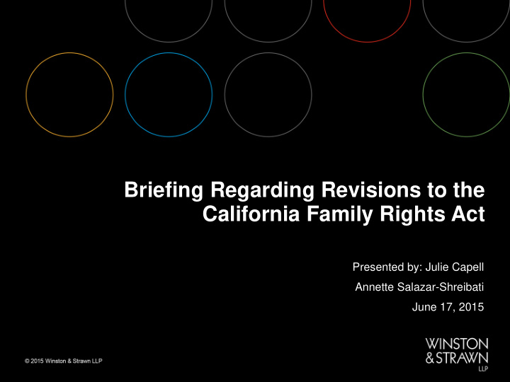 briefing regarding revisions to the california family