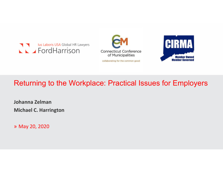 returning to the workplace practical issues for employers