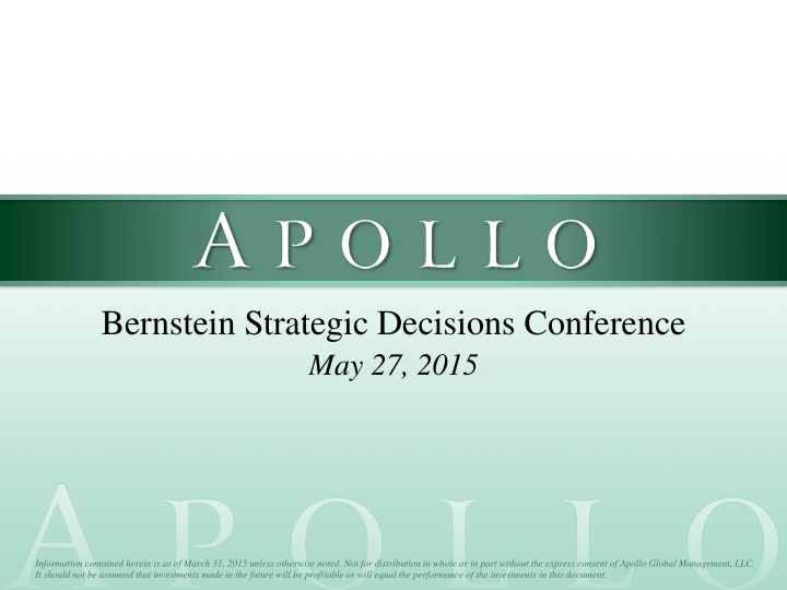 bernstein strategic decisions conference